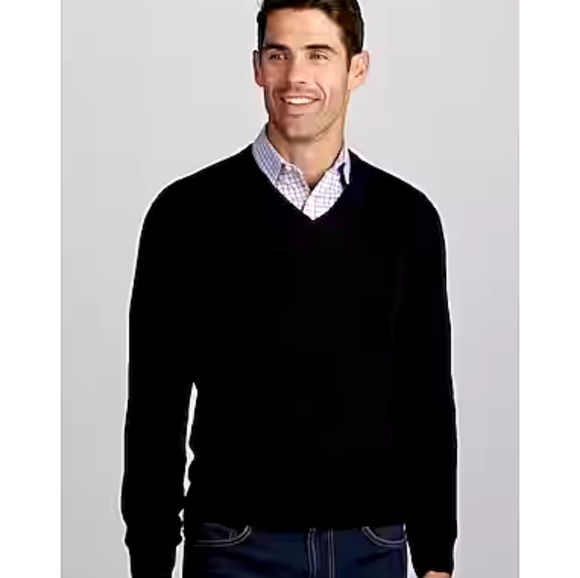 Jos A Bank Reserve Italian Yarn V Neck Pullover Sweater Wool Blend - Picture 1 of 7